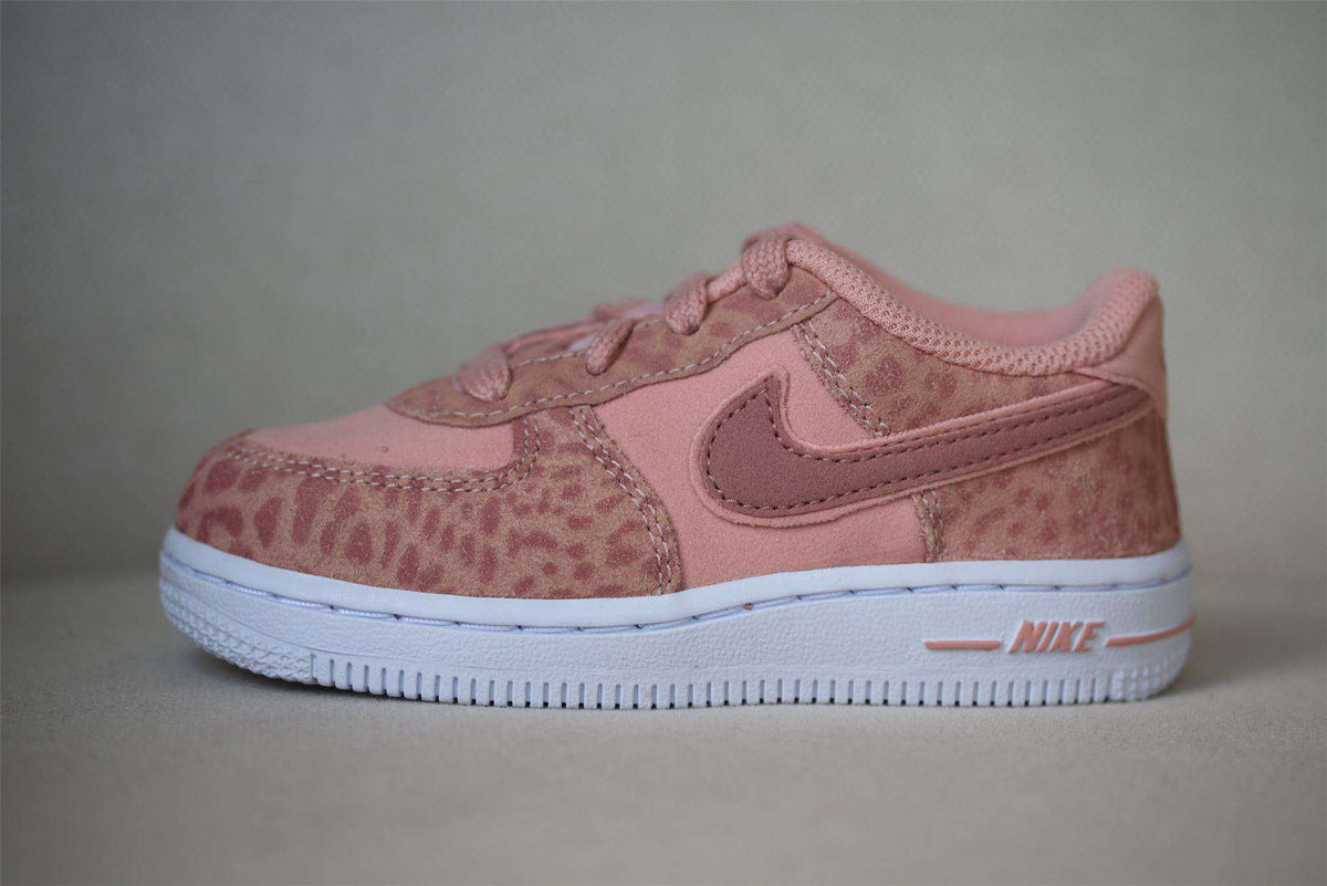 NIKE INFANT AIR FORCE 1 LV8 PINK LEOPARD PRINT TRAINERS EU 25 UK 7.5