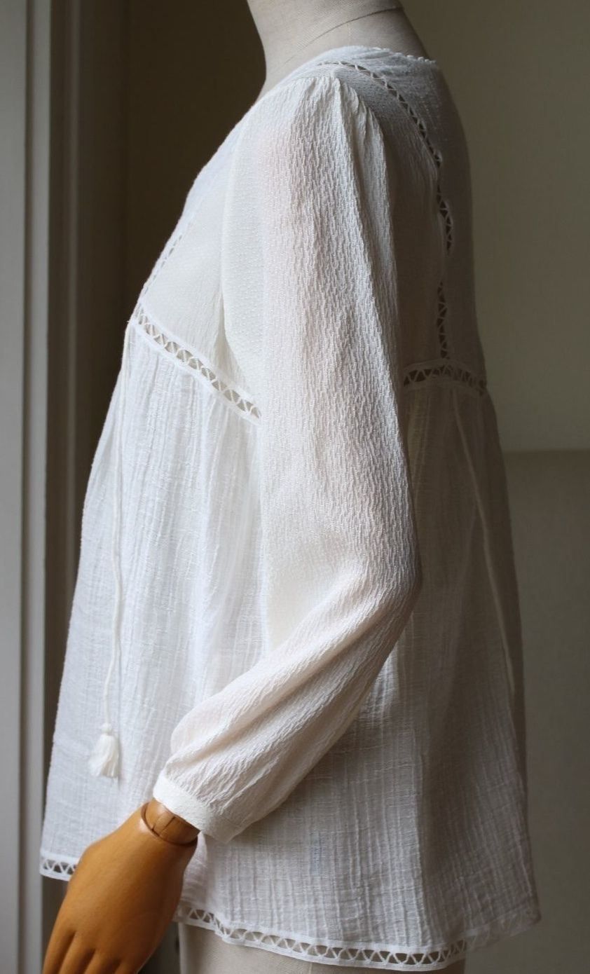 MASSCOB CRINKLED LINEN-BLEND TOP SMALL