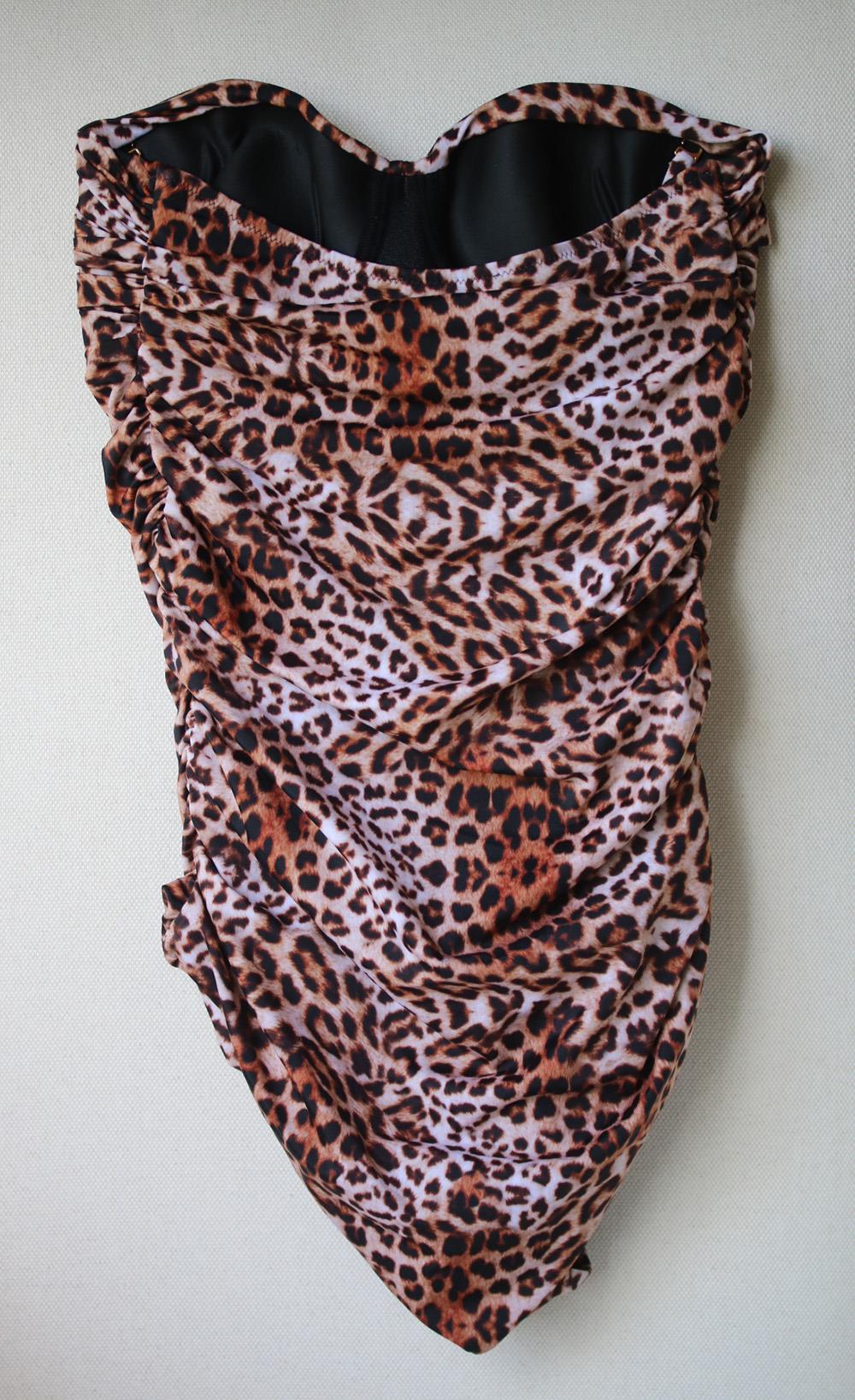 ELIZABETH HURLEY FORTUNA LEOPARD PRINT BANDEAU SWIMSUIT MEDIUM