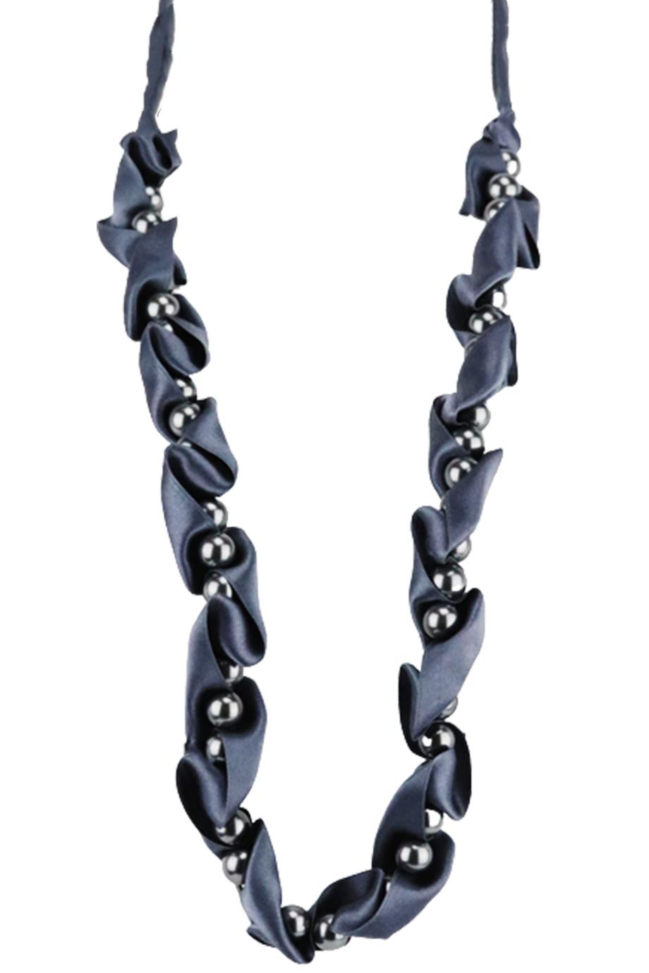 LANVIN FAUX PEARL AND RIBBON NECKLACE