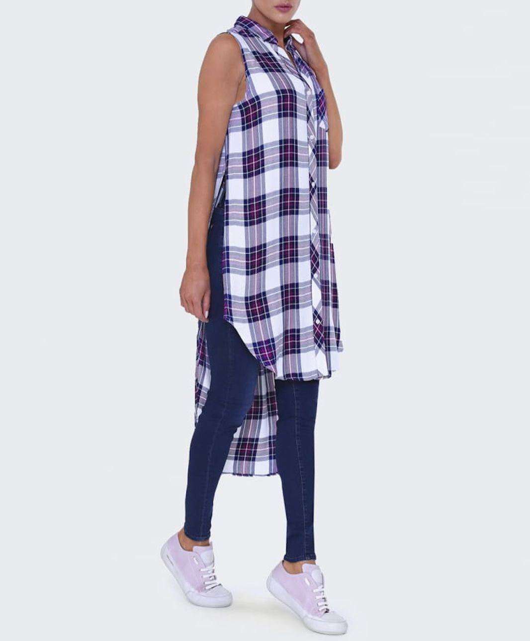 RAILS JORDYN PLAID SLEEVELESS HIGH-LOW SHIRT TUNIC DRESS MEDIUM
