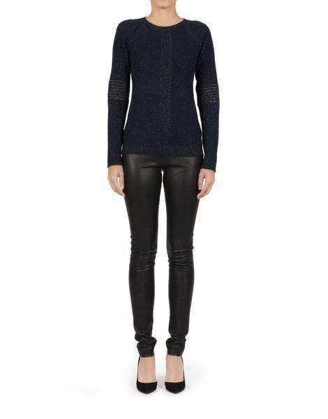 SIRAN RIB REGULAR NAVY CASHMERE AND LUREX SWEATER IT 40 UK 8