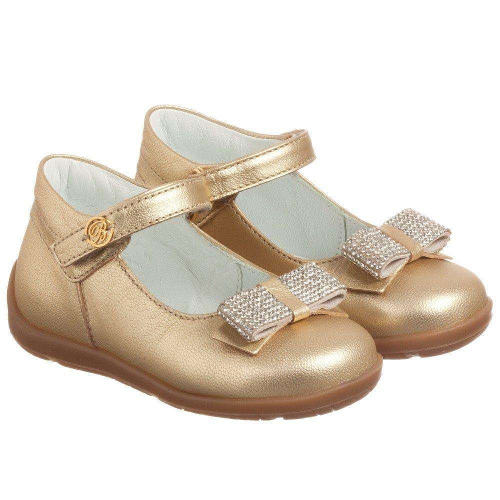 MISS BLUMARINE BABY GIRLS GOLD DIAMANTE SHOES EU 22 UK 5