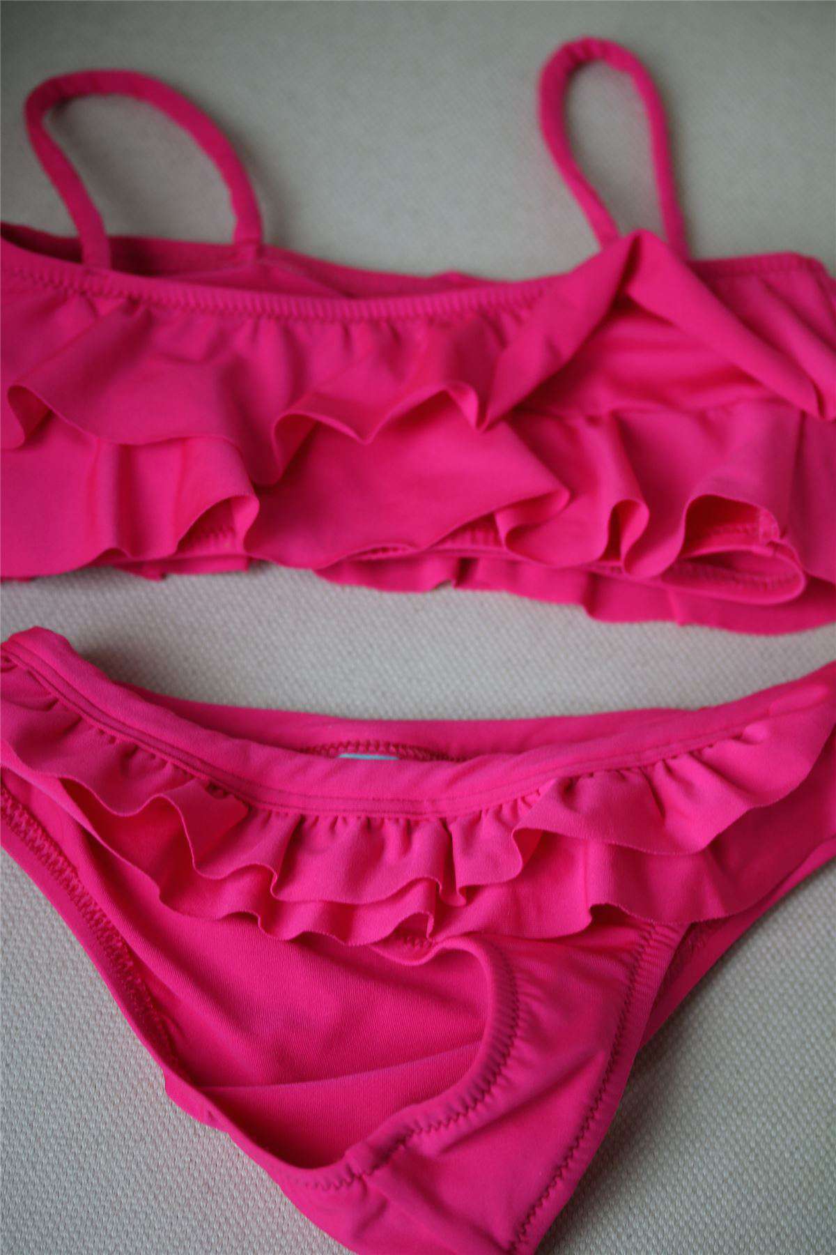 MELISSA ODABASH KIDS FUSCHIA PINK RUFFLE BIKINI 4 YEARS