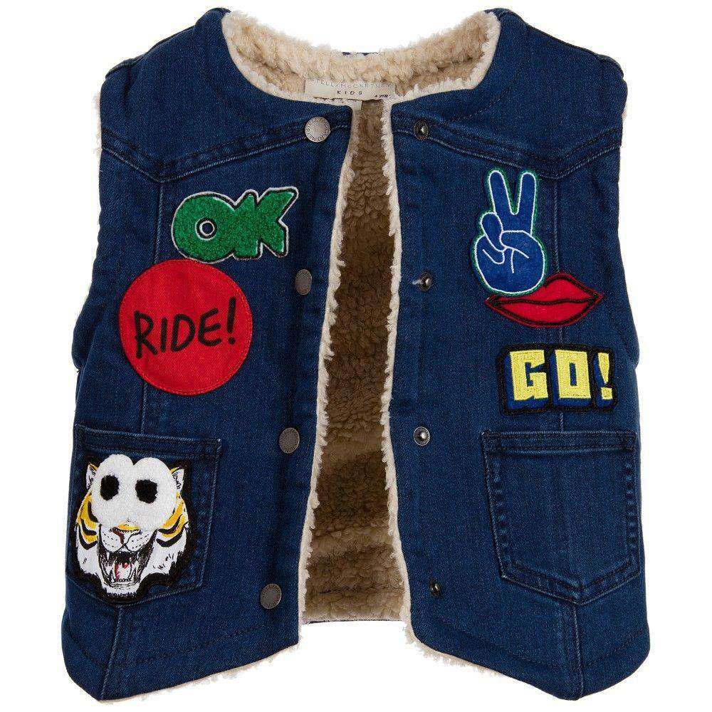 STELLA MCCARTNEY KIDS GIRLS ROYCE COTTON DENIM ROYCE WAISTCOAT 4 YEARS