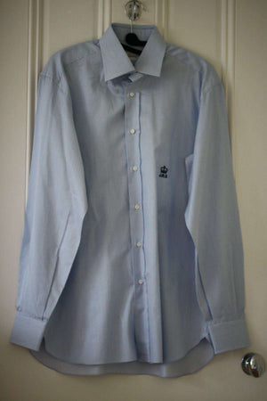 BRIONI BLUE/WHITE STRIPE HANDMADE SHIRT 40 16