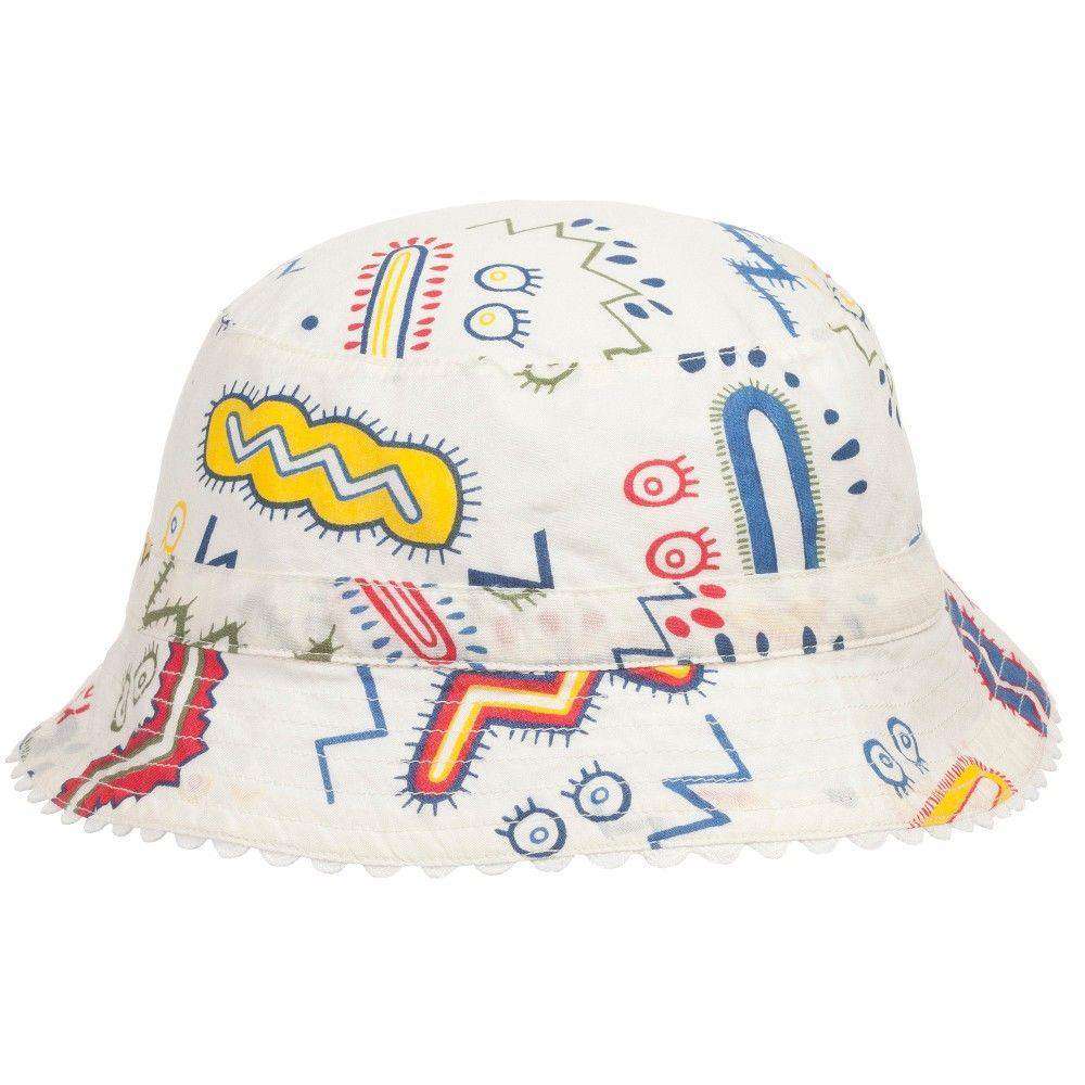 STELLA MCCARNEY KIDS BABY GIRLS IVORY ZIGZAG DOLORES SUN HAT 18-24 MONTHS