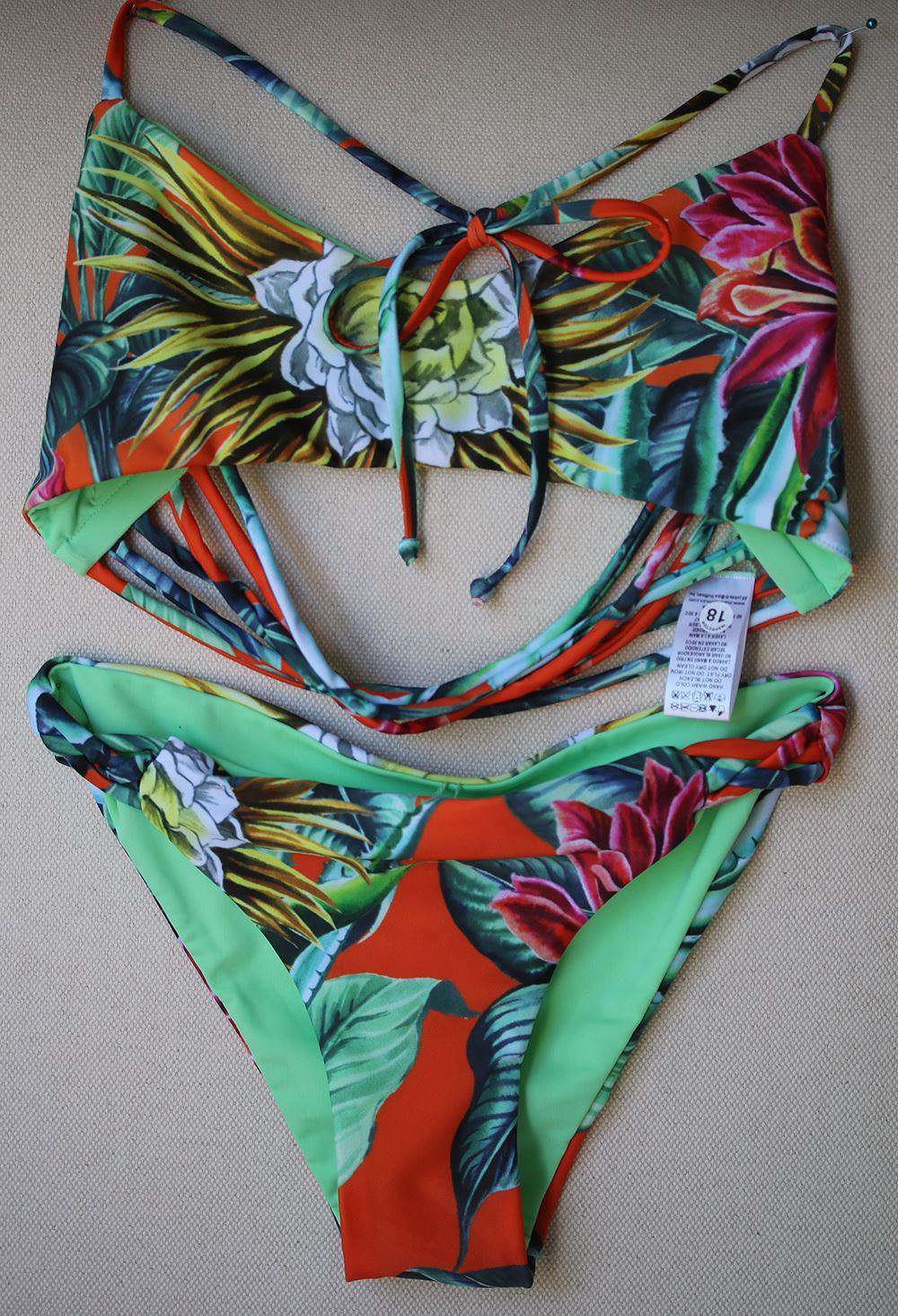 MARA HOFFMAN BASKET WEAVE REVERSIBLE BIKINI SMALL/MEDIUM