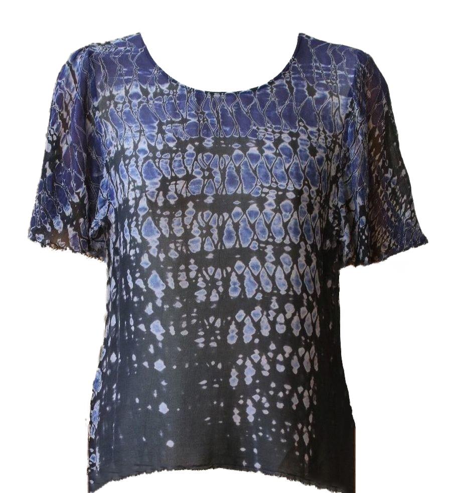 RAQUEL ALLEGRA PETAL SLEEVE TOP IN MIDNIGHT UK 8