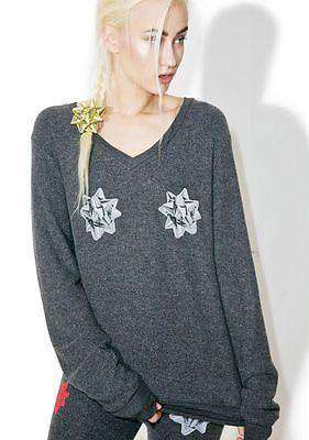 WILDFOX WRAPPING PARTY BAGGY BEACH V SWEATER SMALL