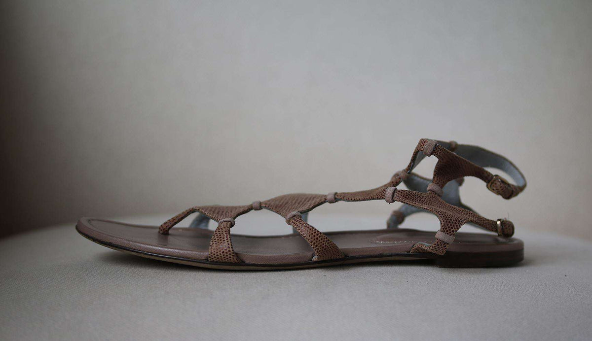 SERGIO ROSSI SUEDE PRINTED CUTOUT SANDALS EU 38.5 UK 5.5 US 8.5