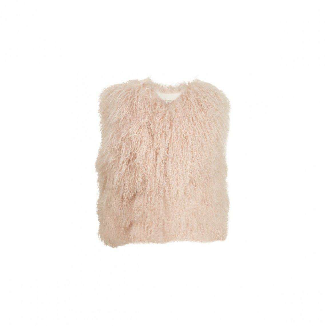 BONPOINT BABY GIRLS MUSKY PINK SHEARLING GILET 3 YEARS