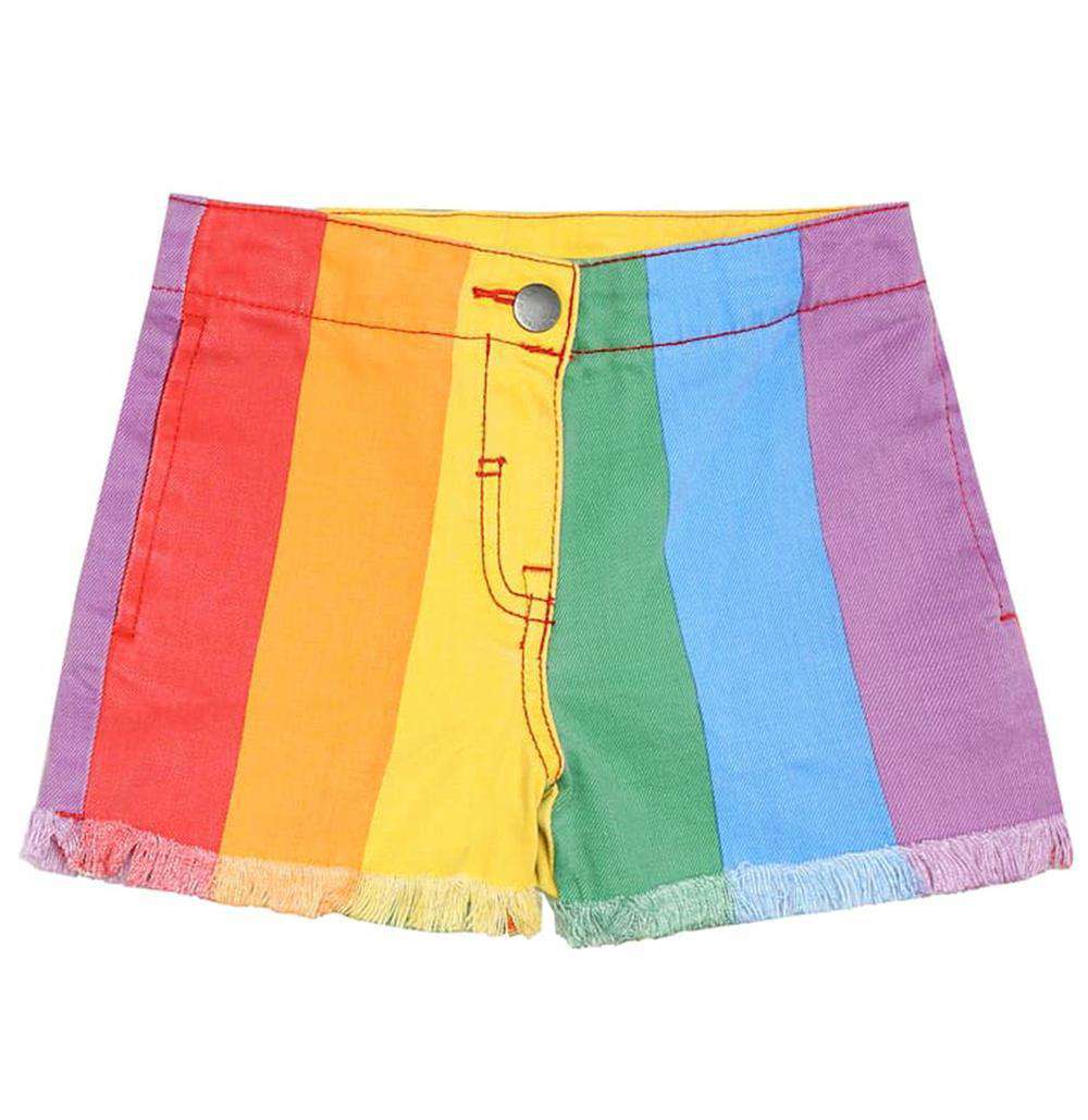 STELLA MCCARTNEY KIDS GIRLS STRIPED DENIM SHORTS 6 YEARS