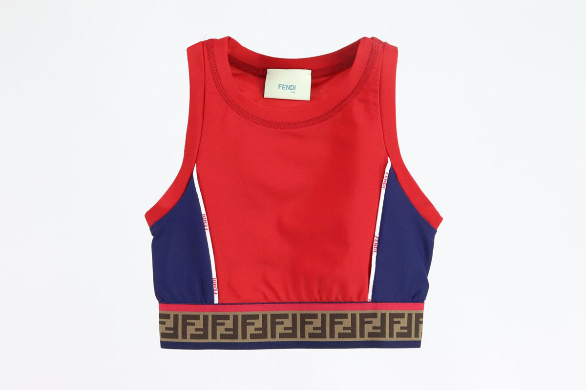 FENDI KIDS GIRLS FF STRETCH CROP TOP 6 YEARS