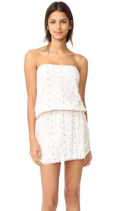 MELISSA ODABASH DRU EMBROIDERED BANDEAU DRESS SMALL