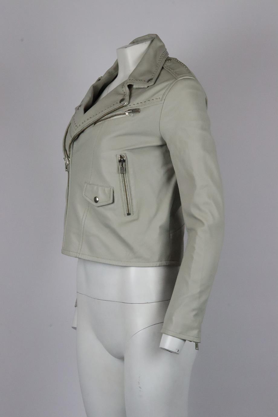 IRO STUDDED LEATHER BIKER JACKET FR 36 UK 8