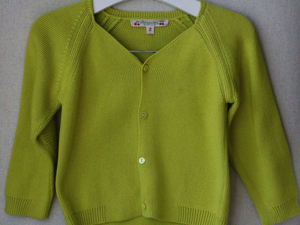BONPOINT BABY YELLOW COTTON CARDIGAN 2 YEARS