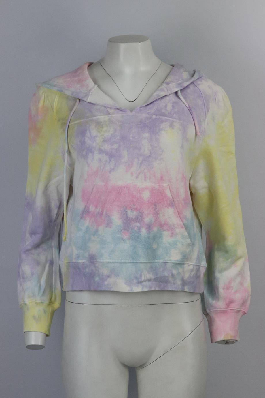 LOVESHACKFANCY CROPPED TIE DYED COTTON JERSEY HOODIE LARGE