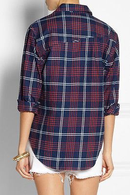 BAND OF OUTSIDERS PLAID COTTON BOYFRIEND FLANNEL SHIRT 2 UK 10