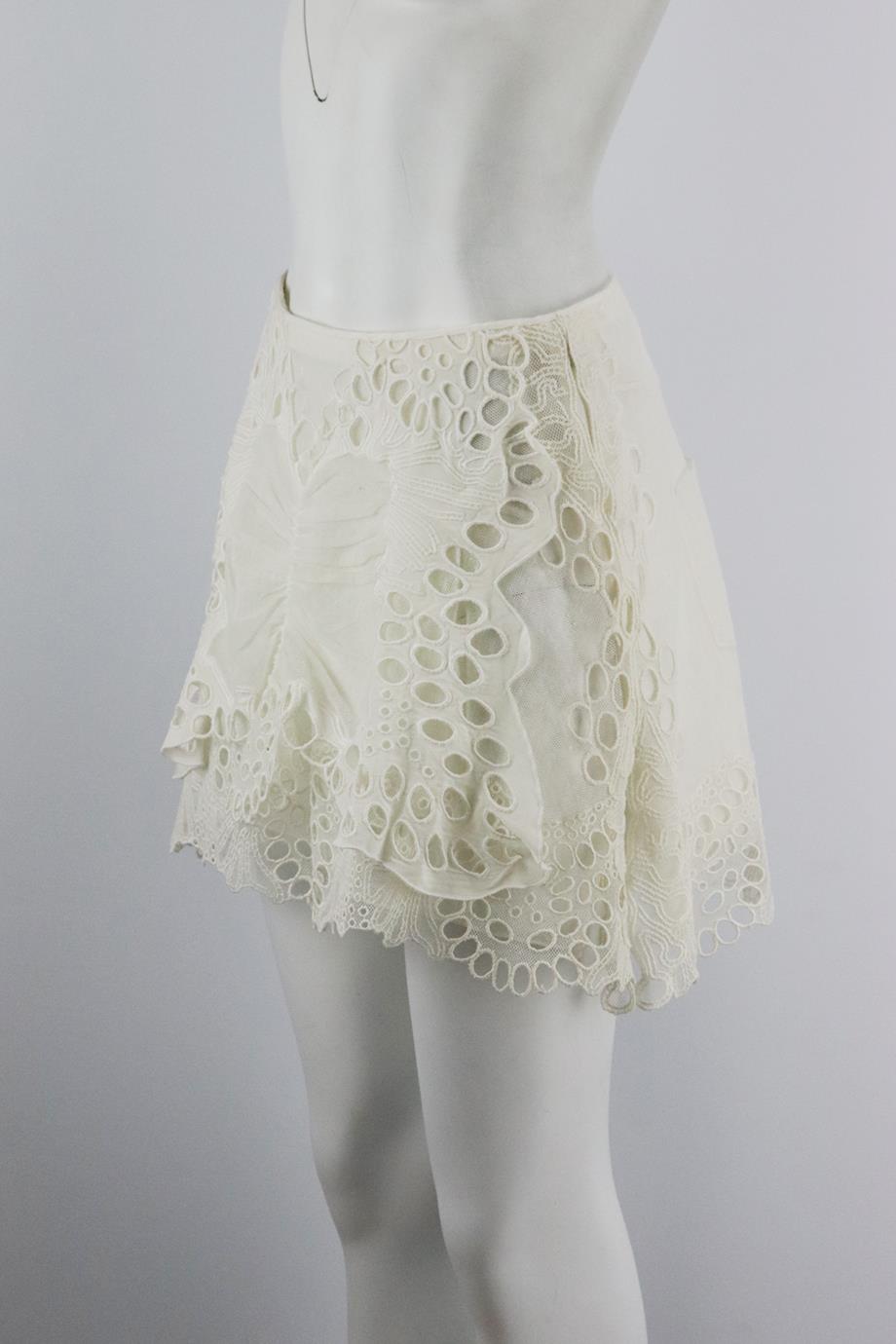 CHLOÉ TULLE AND LINEN BLEND MINI SKIRT FR 34 UK 6