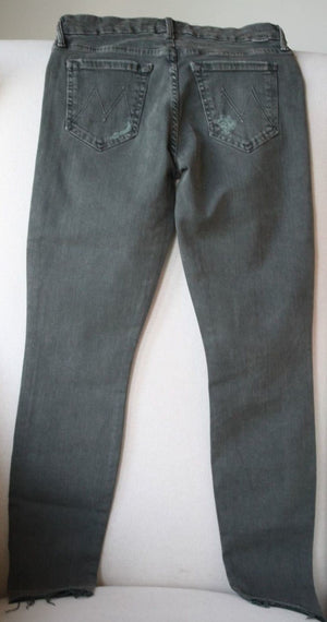MOTHER DENIM THE LOOKER ANKLE FRAY SKINNY JEANS IN FOREST GREEN W25 UK 6/8
