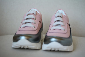 LANVIN GIRLS PINK LEATHER TRAINERS EU 26 UK 8.5