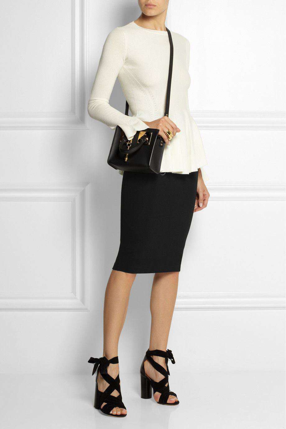 ALEXANDER MCQUEEN BLACK MOCK CROC SKIRT SMALL