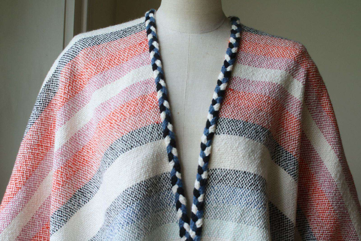 ULLA JOHNSON GEORGIA STRIPED COTTON PONCHO ONE SIZE