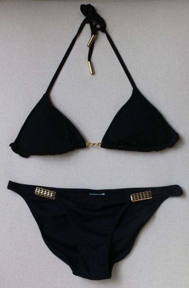 MELISSA ODABASH BLACK CHAIN BIKINI UK 8/10