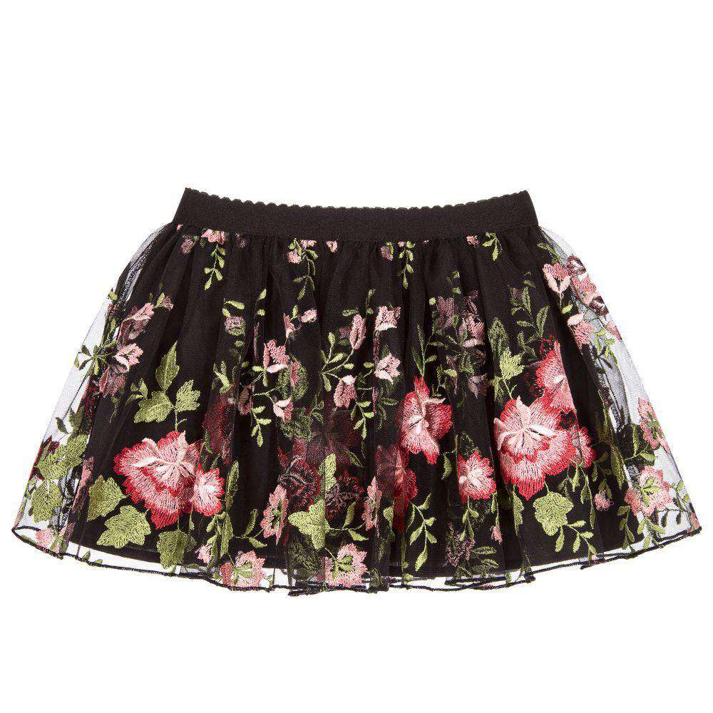 KATE MACK & BISCOTTI GIRLS BLACK FLORAL TULLE SKIRT 5 YEARS