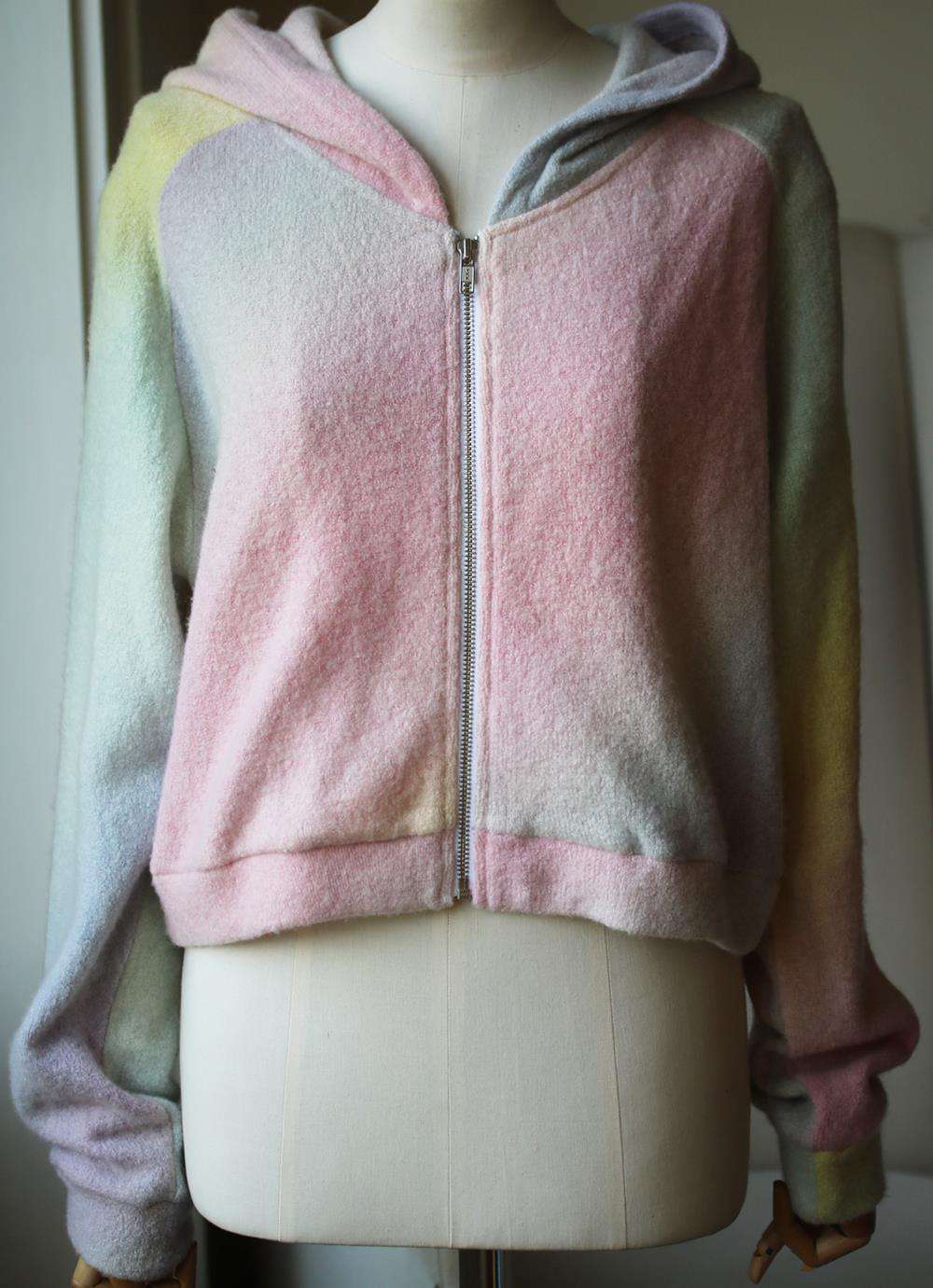 THE ELDER STATESMAN TIE DYE CASHMERE ZIP UP HOODIE MEDIUM