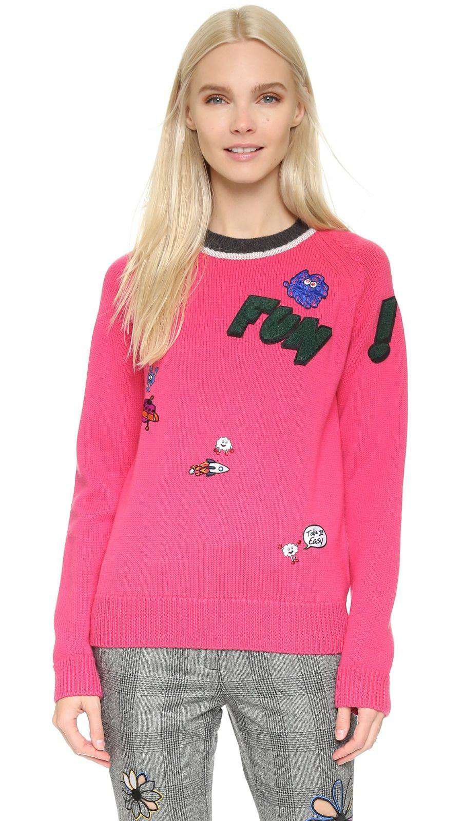 MIRA MIKATI FUN PATCHED SWEATER SMALL
