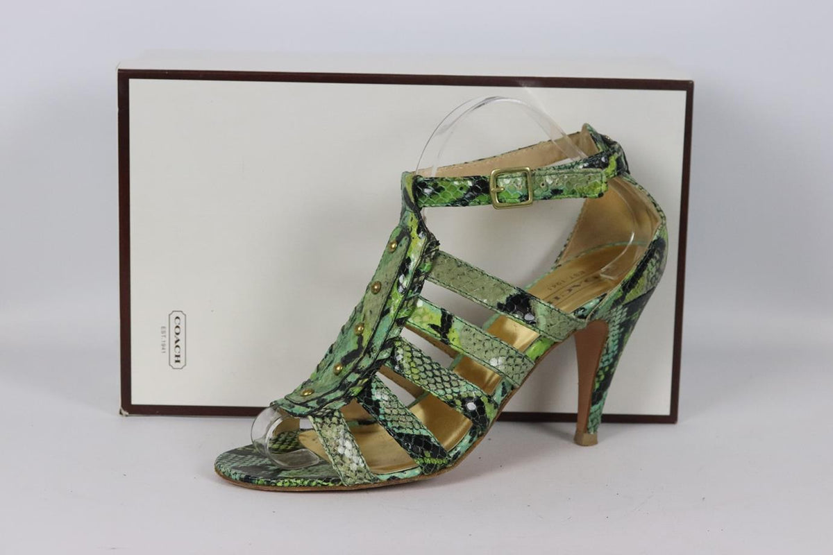COACH CUTOUT PYTHON EFFECT LEATHER SANDALS EU 39 UK 6 US 9