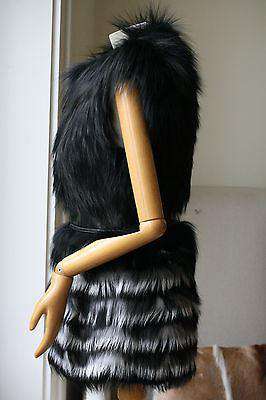 YIGAL AZROUEL LEATHER AND FOX FUR VEST GILET MEDIUM