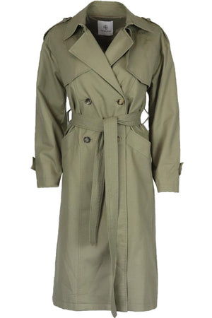 ANINE BING DOUBLE BREASTED BELTED COTTON TRENCH COAT XSMALL