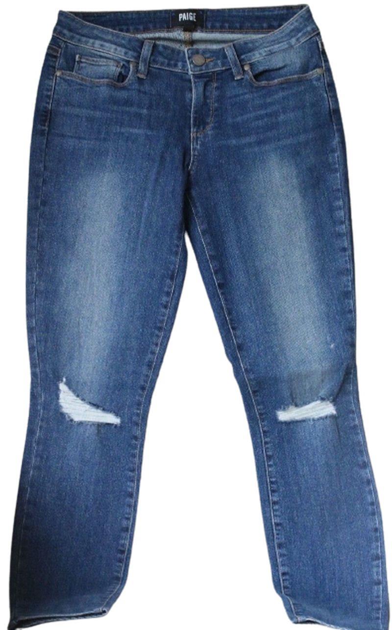 PAIGE VERDUGO ANKLE SKINNY JEANS IN KEIRAN DESTRUCTED W27 UK 8/10