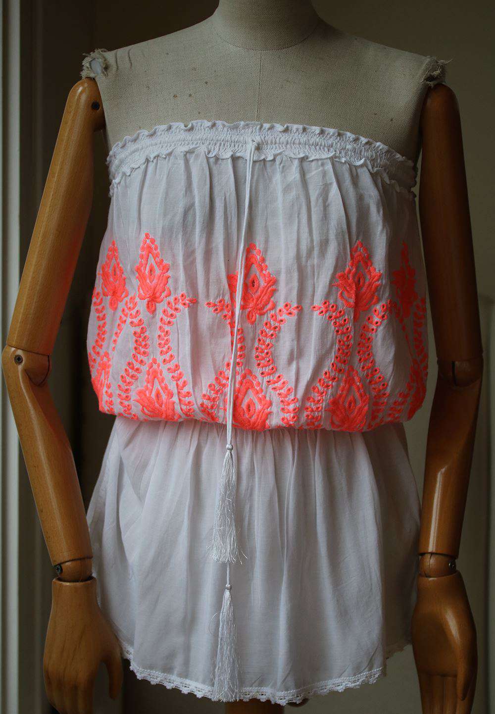 MELISSA ODABASH FRULEY CROCHET-TRIMMED EMBROIDERED DRESS SMALL