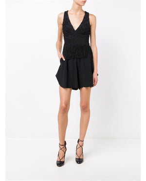 JONATHAN SIMKHAI TULLE FRINGED APPLIQUE TOP SMALL