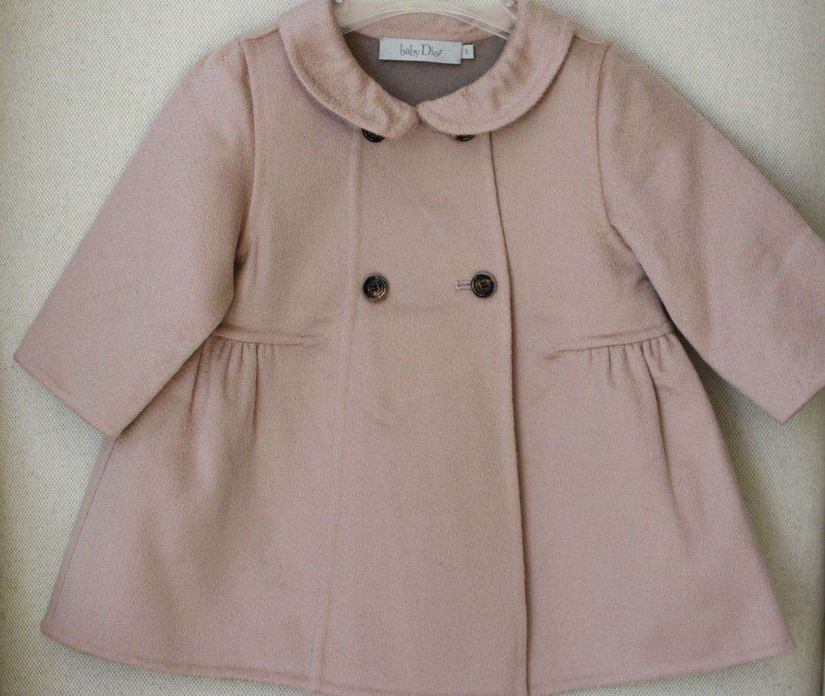 DIOR BABY PINK AND TAUPE DOUBLE-SIDED PURE CASHMERE COAT 9 MONTHS