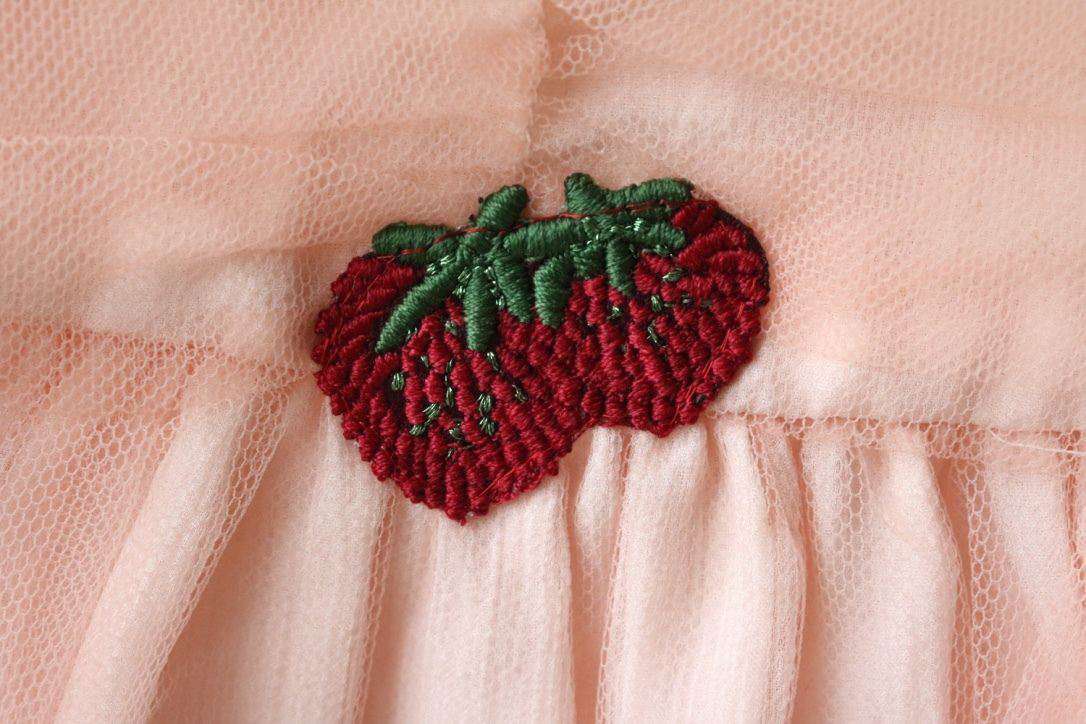 GUCCI BABY GIRLS PINK STRAWBERRY SILK TULLE DRESS 36 MONTHS