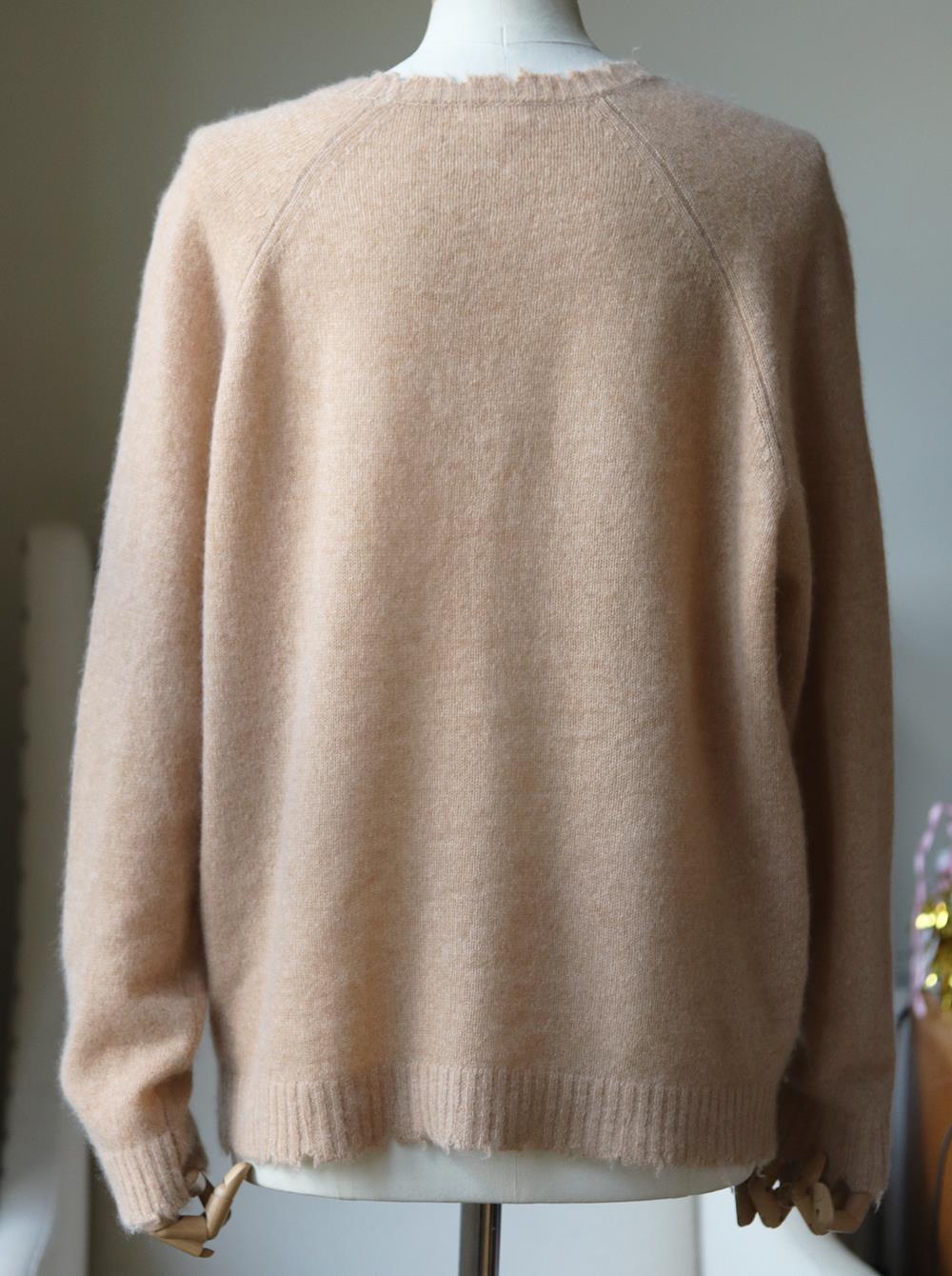 MINNIE ROSE DISTRESSED CASHMERE SWEATER LARGE