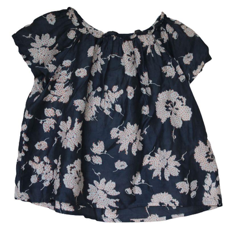 BONPOINT GIRLS NAVY BLUE FLORAL ENGIE BLOUSE TOP 4 YEARS