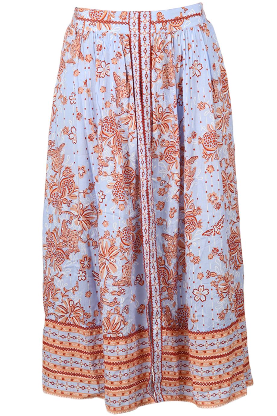 POUPETTE ST BARTH PRINTED VOILE MIDI SKIRT MEDIUM