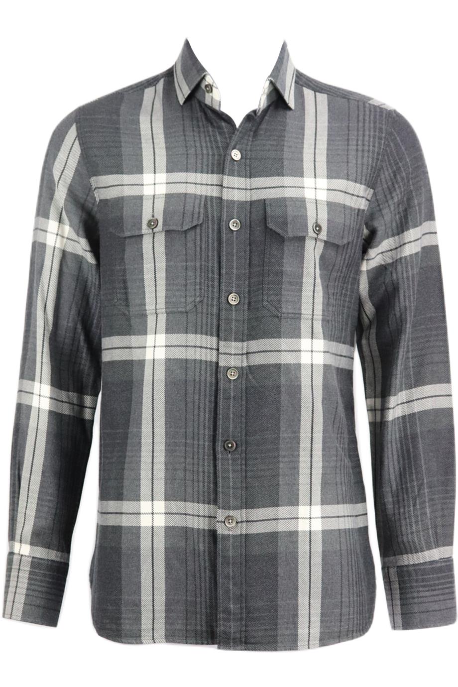 TOM FORD MEN'S CHECKED COTTON FLANNEL SHIRT IT 50 UK/US CHEST 40