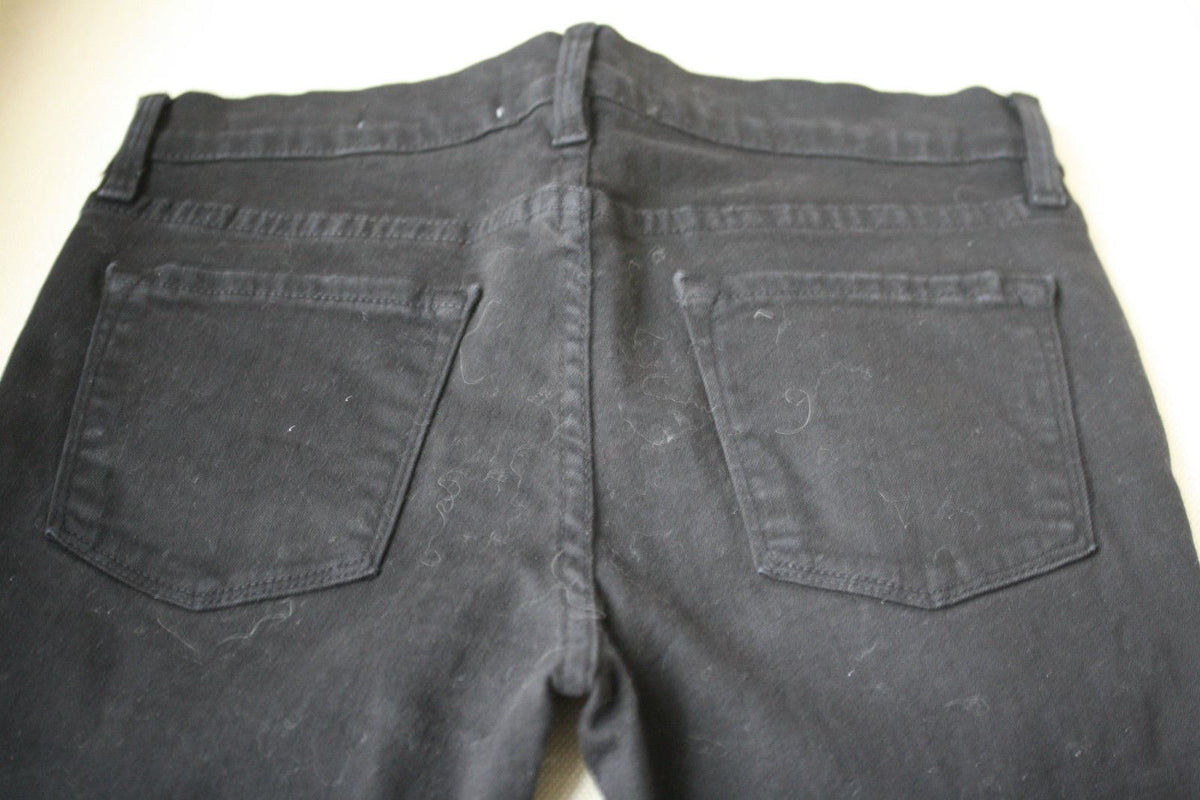 FRAME LE SKINNY DE JEANNE RIPPED BLACK JEANS W25 UK 6/8