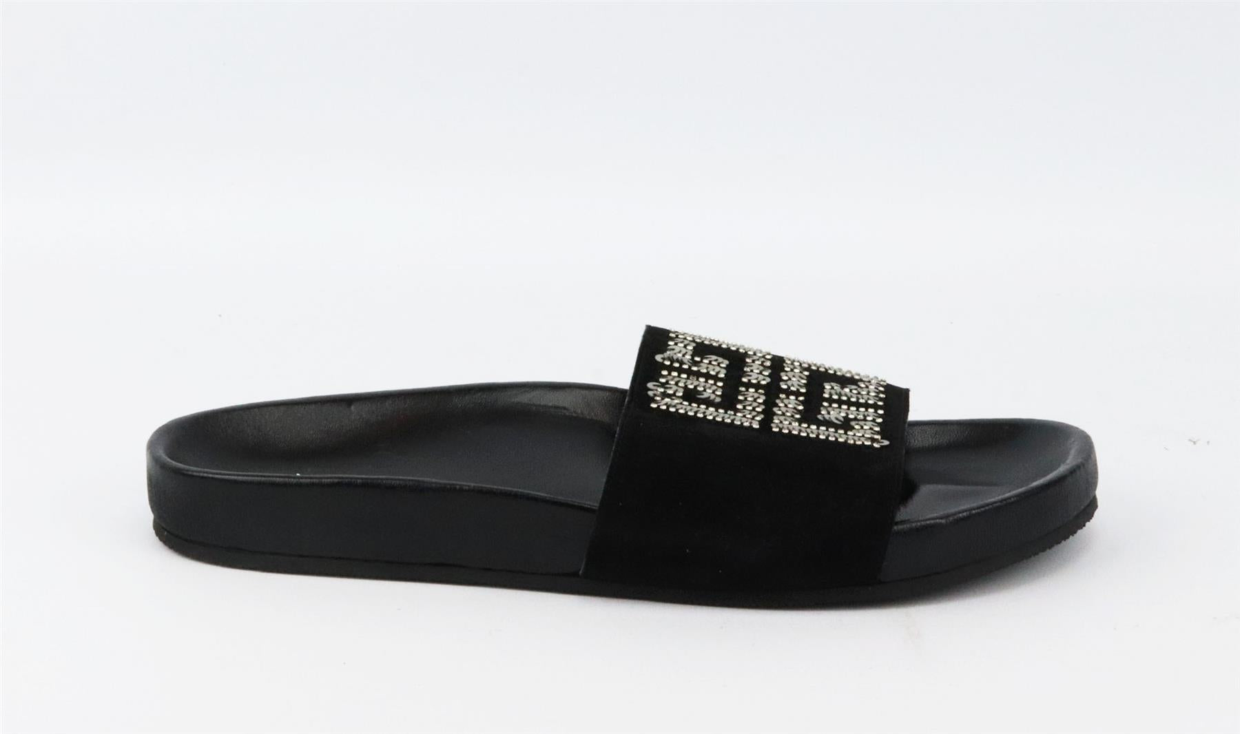 GIVENCHY LOGO EMBELLISHED SUEDE SLIDES EU 38.5 UK 5.5 US 8.5