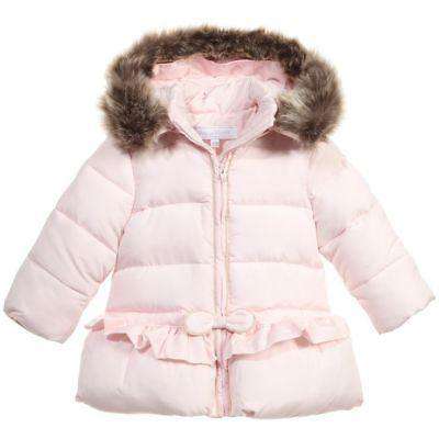 TARTINE ET CHOCOLAT GIRLS PALE PINK DOWN FILLED JACKET & FUR TRIM 3 YEARS