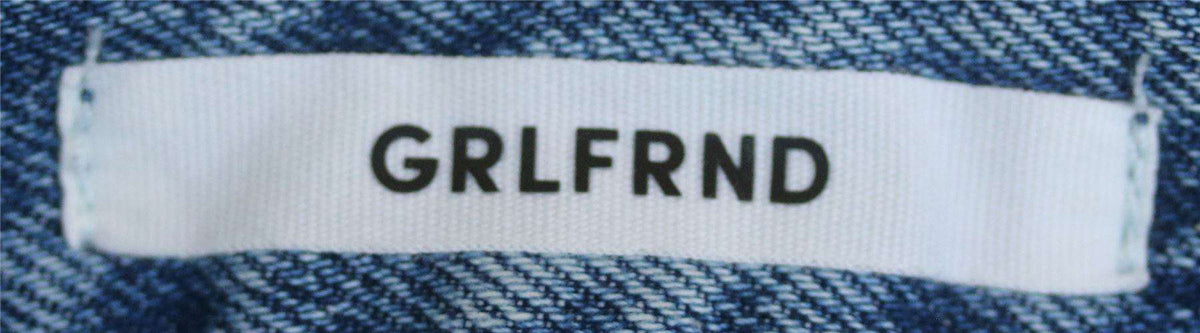 GRLFRND MILLA EMBELLISHED A-FRAME DENIM SKIRT IN SOLSTICE W25 UK 6/8