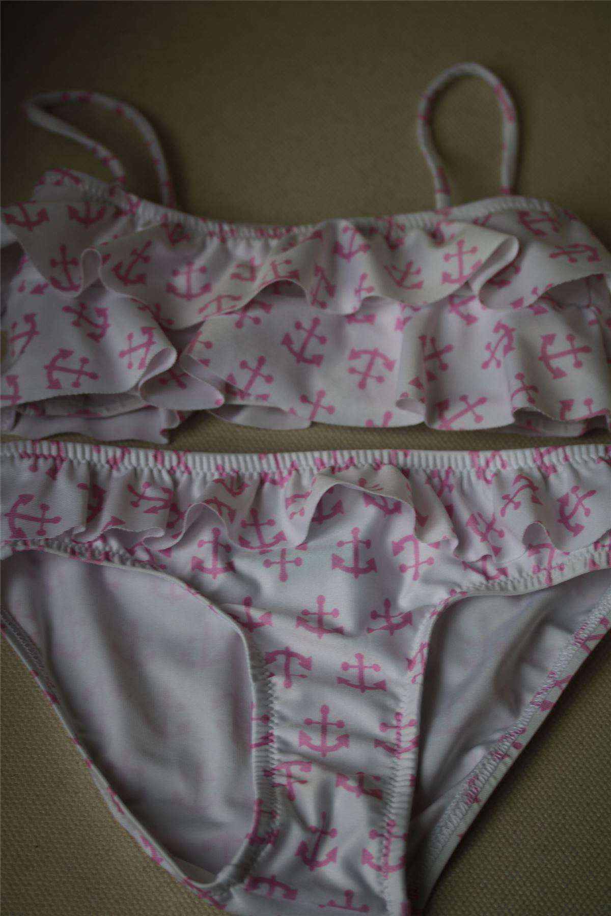 MELISSA ODABASH KIDS PINK ANCHOR RUFFLE BIKINI 4 YEARS