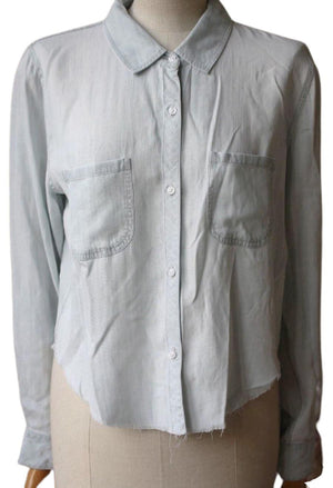 RAILS CROPPED RAW EDGE CARTER SHIRT MEDIUM